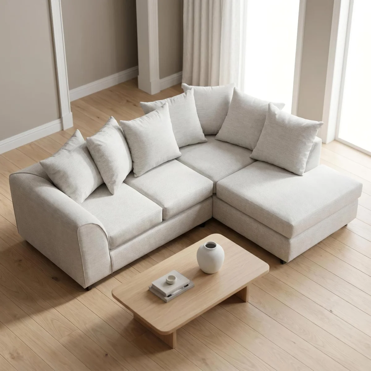 Harriet Relaxed Linen Corner Sofa with Chaise and Scatter Cushions - Charcoal – image 39