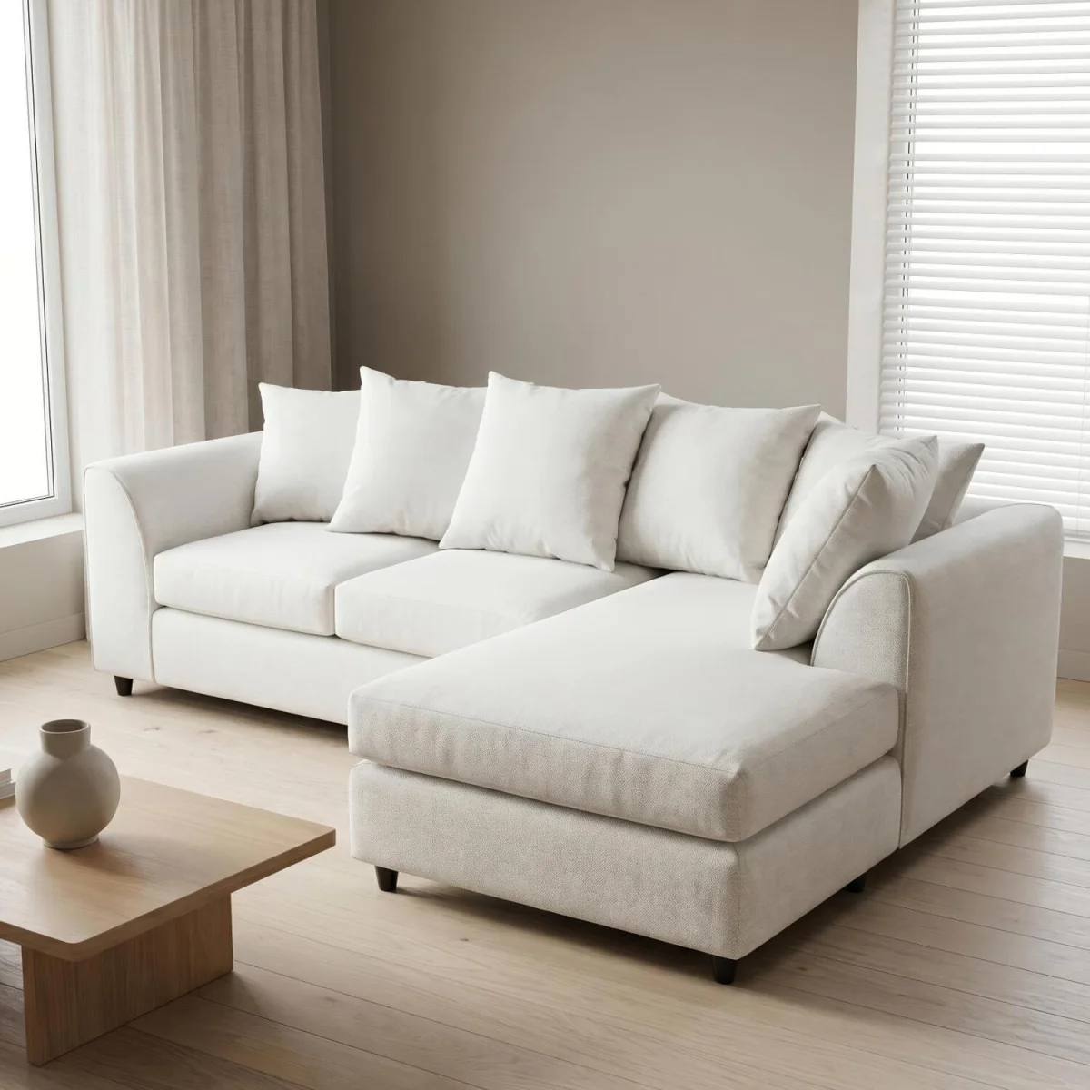 Harriet Relaxed Linen Corner Sofa with Chaise and Scatter Cushions - Charcoal – image 40