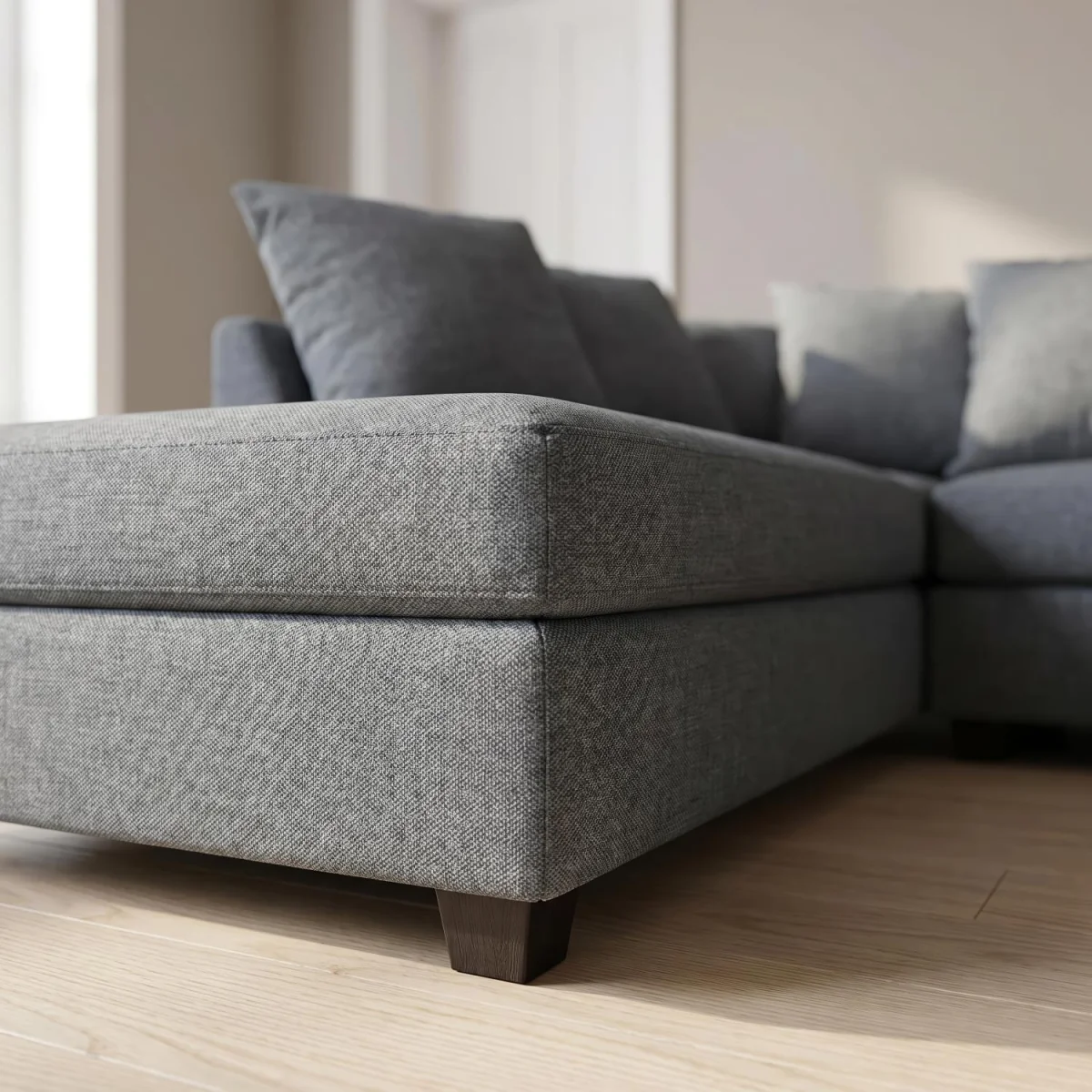 Harriet Relaxed Linen Corner Sofa with Chaise and Scatter Cushions - Charcoal – image 6