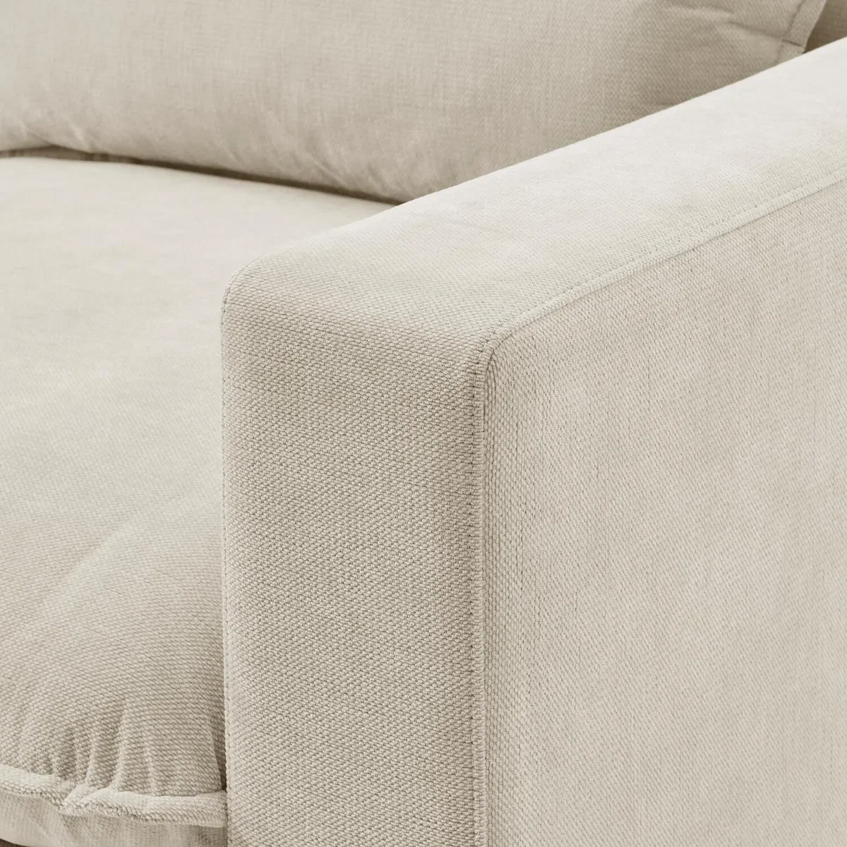 Echo Linen-Look Fabric 3 Seater Modular Chaise Sofa - Cream / 179cm – image 4