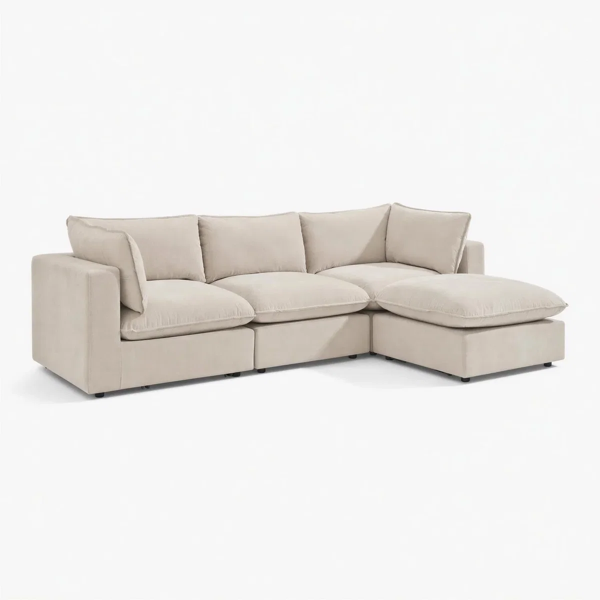 Echo Linen-Look Fabric 3 Seater Modular Chaise Sofa - Cream / 179cm – image 7