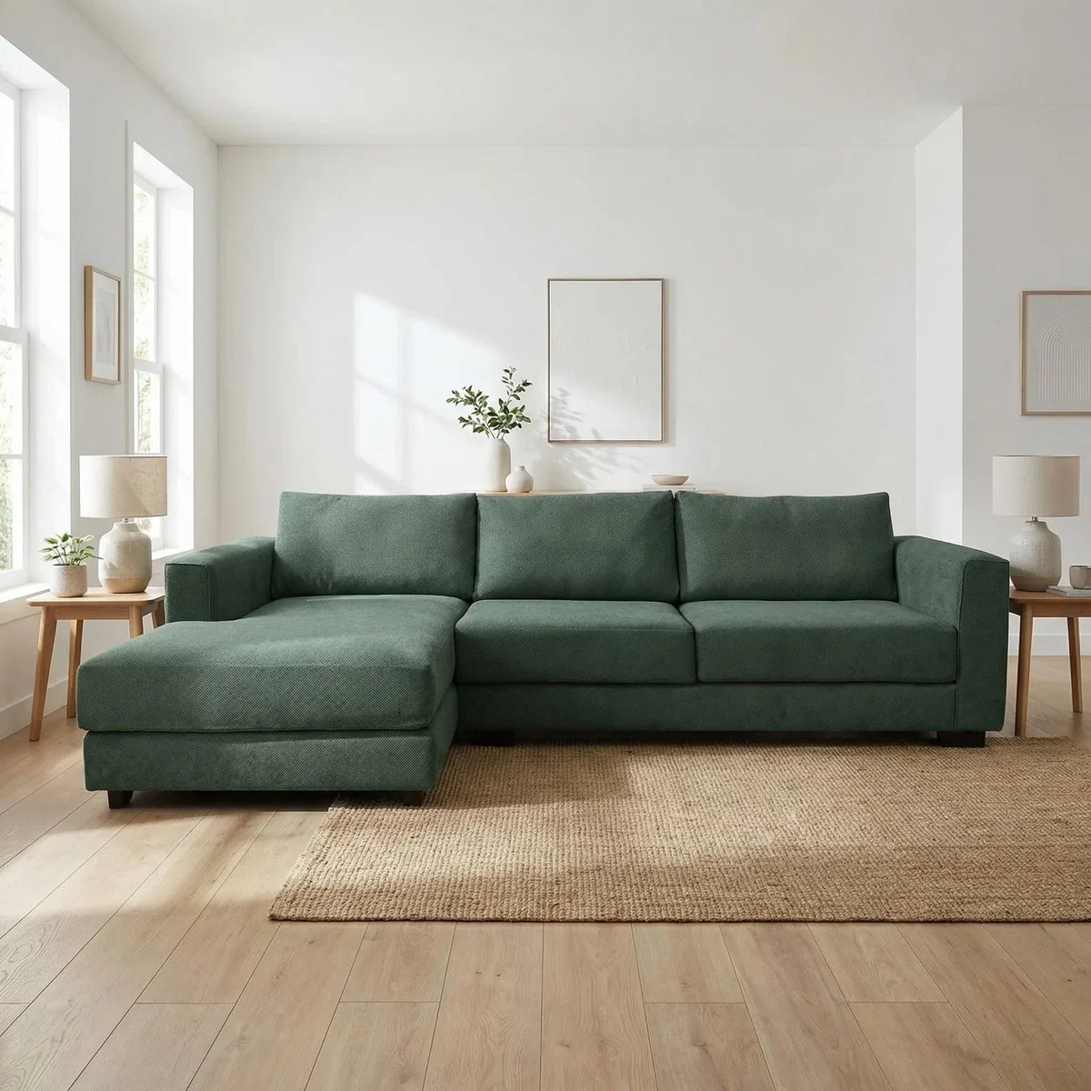 Kaizer Corner Sofa with Bubble Fabric Left Facing Dark Blue - Jungle Green