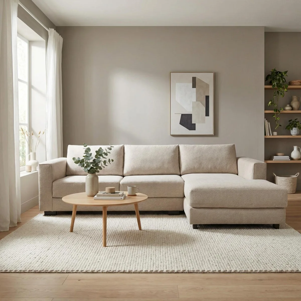 Kaizer Corner Sofa with Bubble Fabric Right Facing Light Brown - Light Brown