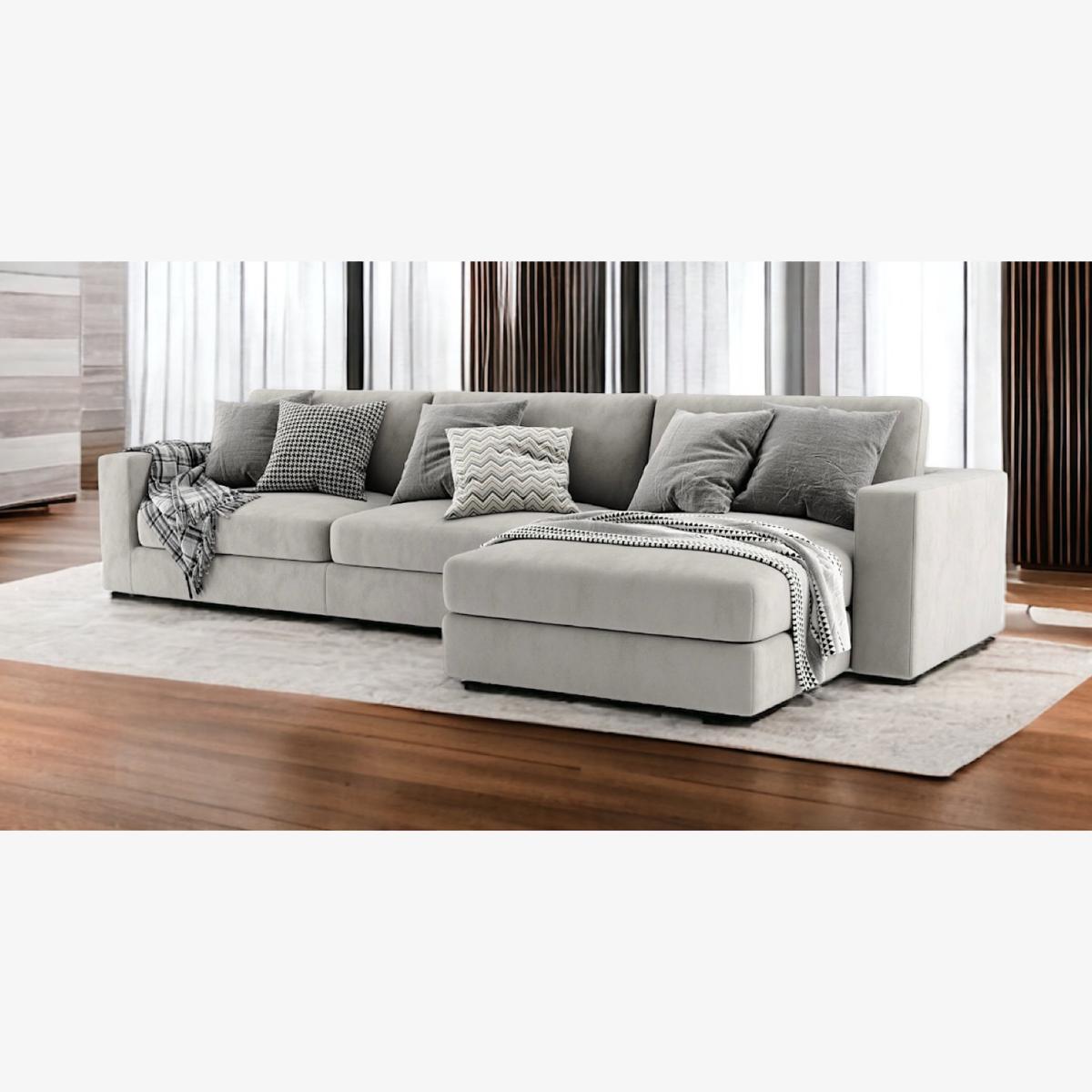 Fabio Modern Premium L Shape Sofa - Silver / Right-hand