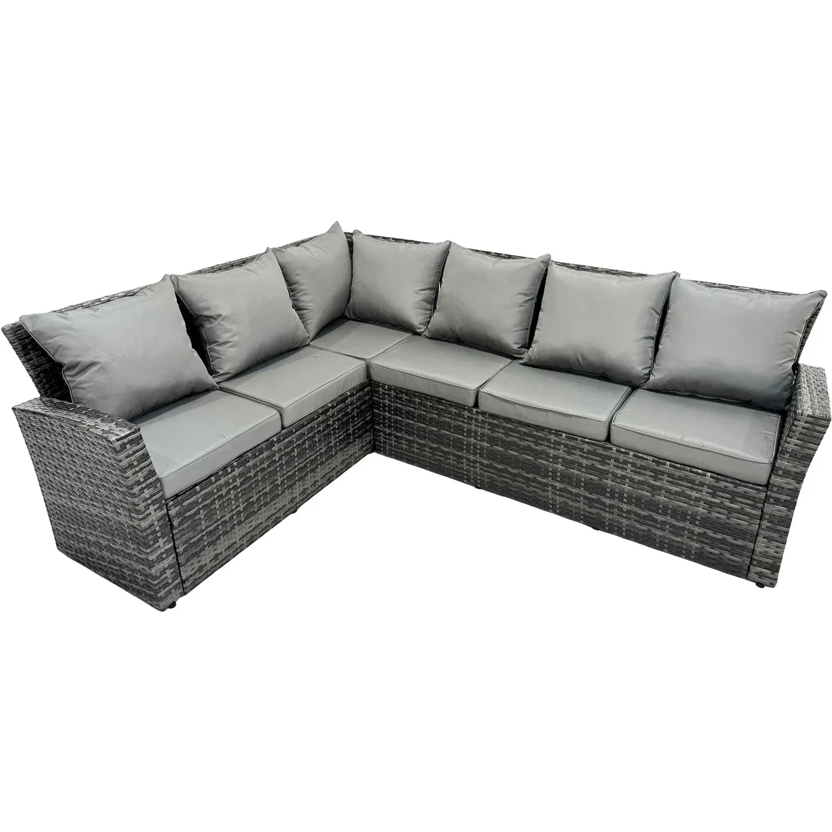 Fimous 12-Seat High Back Rattan Corner Sofa Set Dark Grey - Dark Grey Mixed – image 3