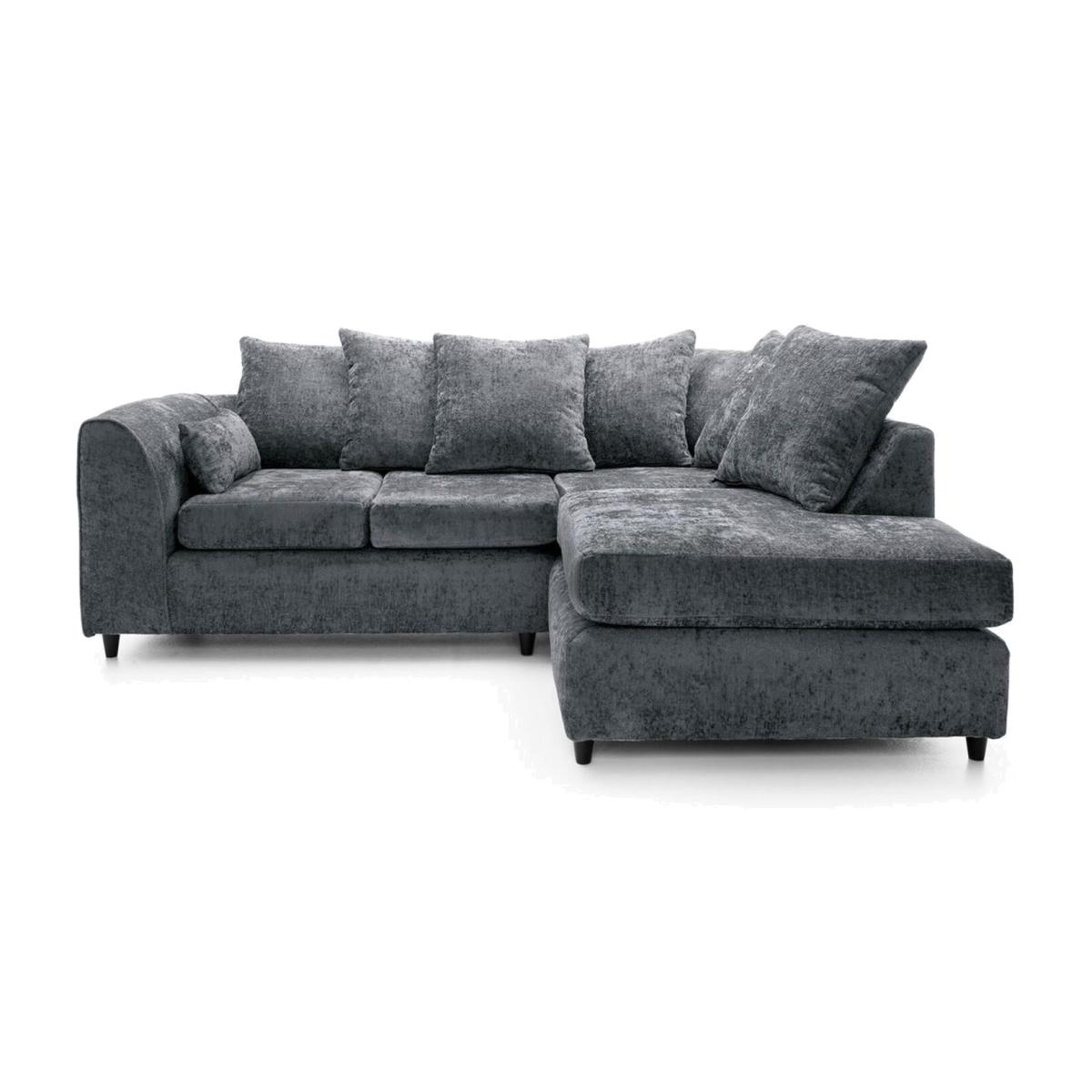 Dylan Chenille Fabric Corner Sofa - Grey / Right-hand