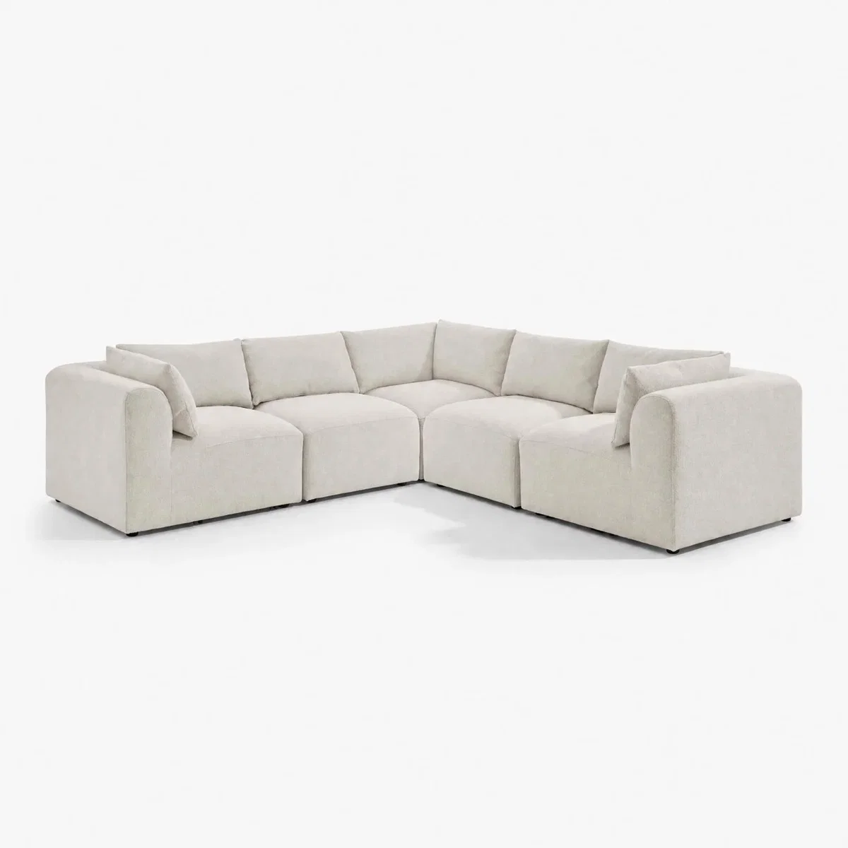Drift Boucle Fabric 4 Seater Modular Corner Sofa - Cream – image 6