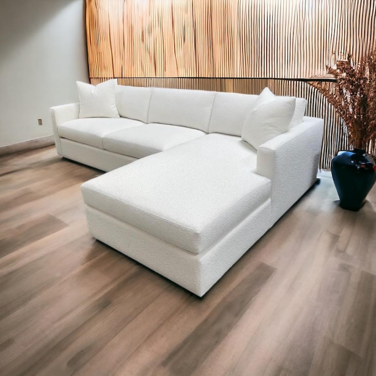 Essential L Shape Teddy Boucle Sofa - Ivory / Right-hand