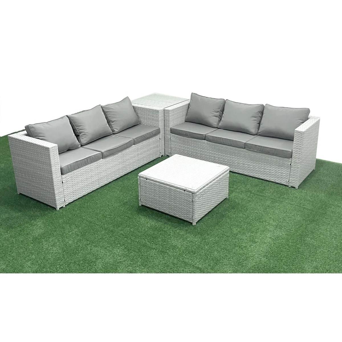 Rattan 6 Seater Corner Sofa Set - Light Grey Mixed – image 2