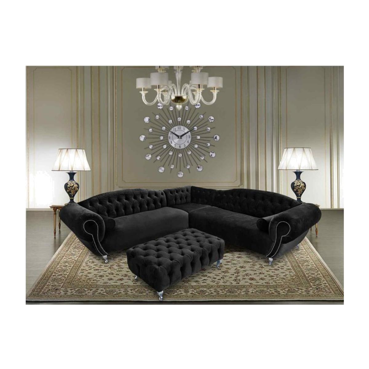 Lavis Corner Sofa with Footstool in Velour Fabric - Cosmic – image 1
