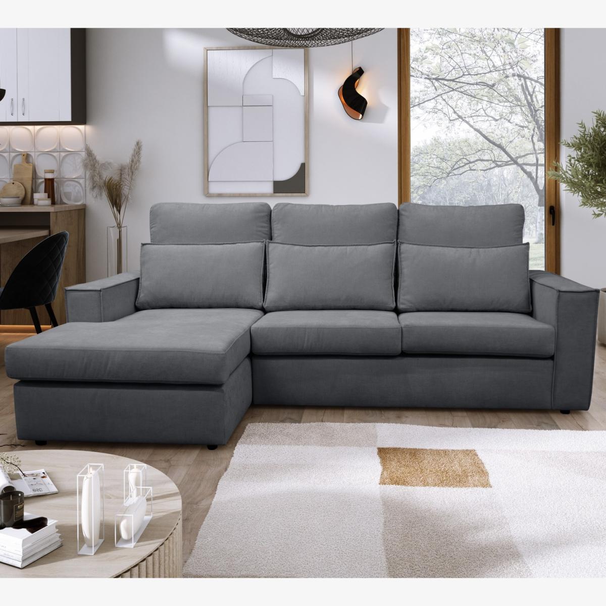 Soho 5 Seater High Back Corner Sofa - Grey / Left-hand