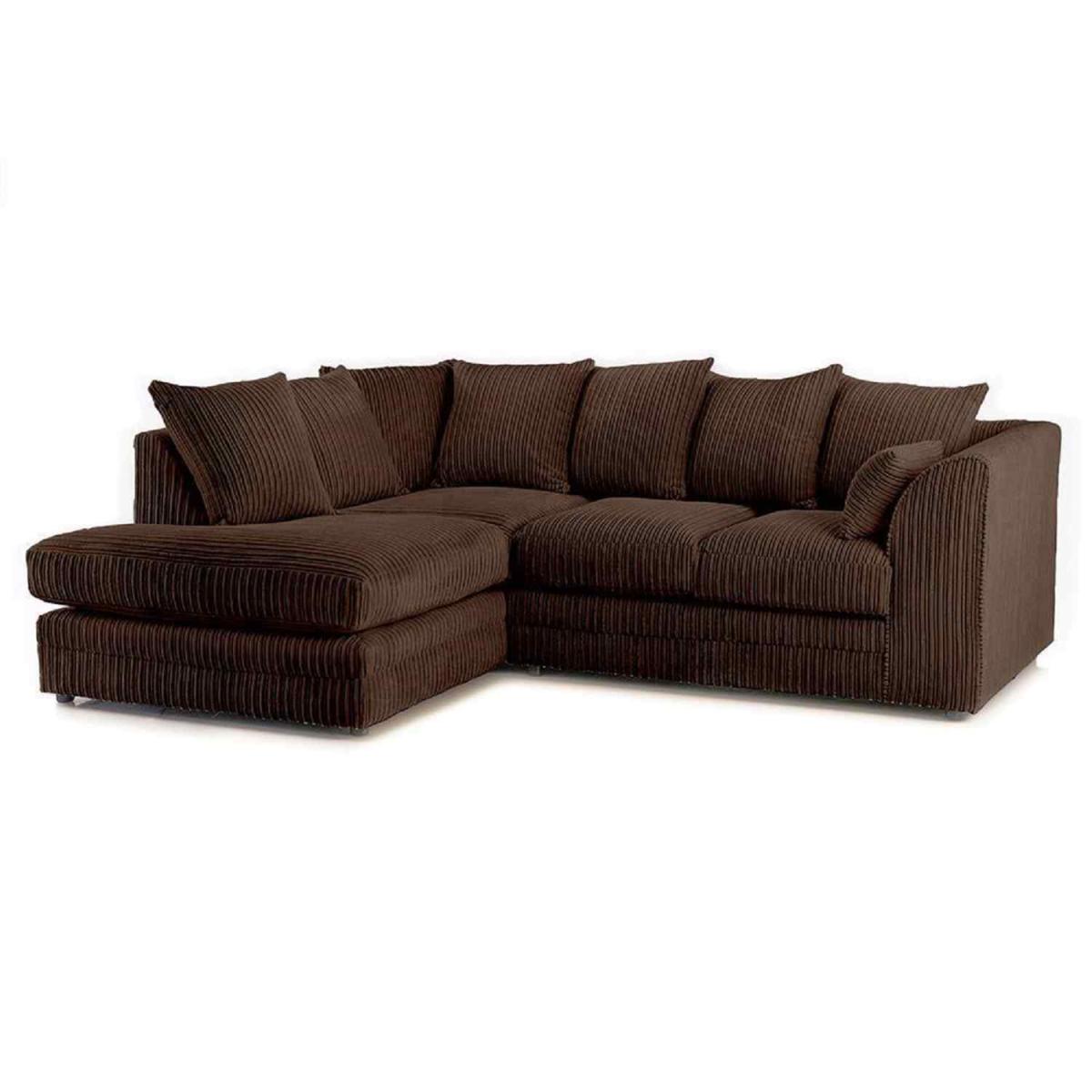 Canolo Luxury LHF Corner Chaise Jumbo Cord Sofa - Brown – image 2
