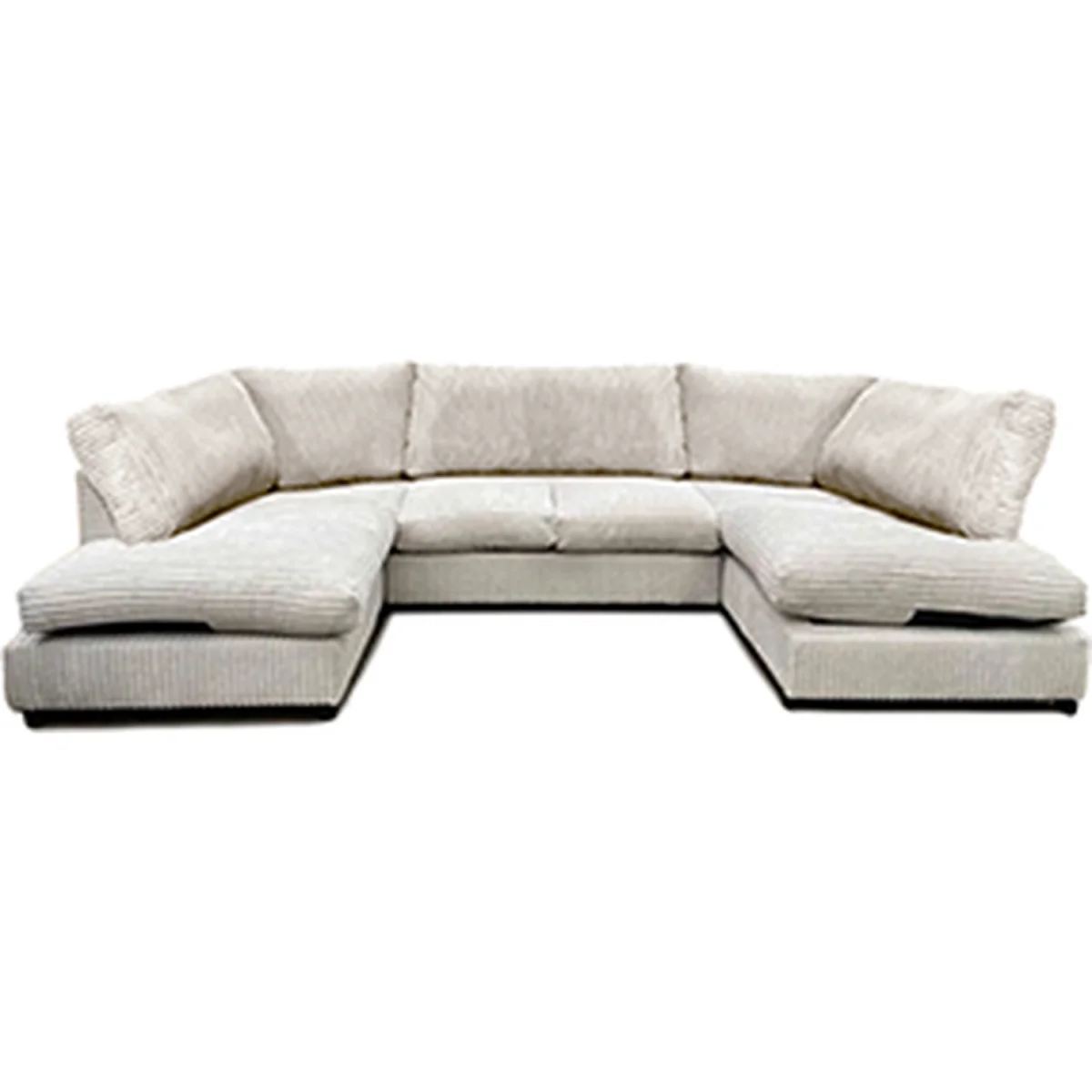 Hardwood 6 Seater U Shape Corner Sofa in Jumbo Cord - Cream – image 4