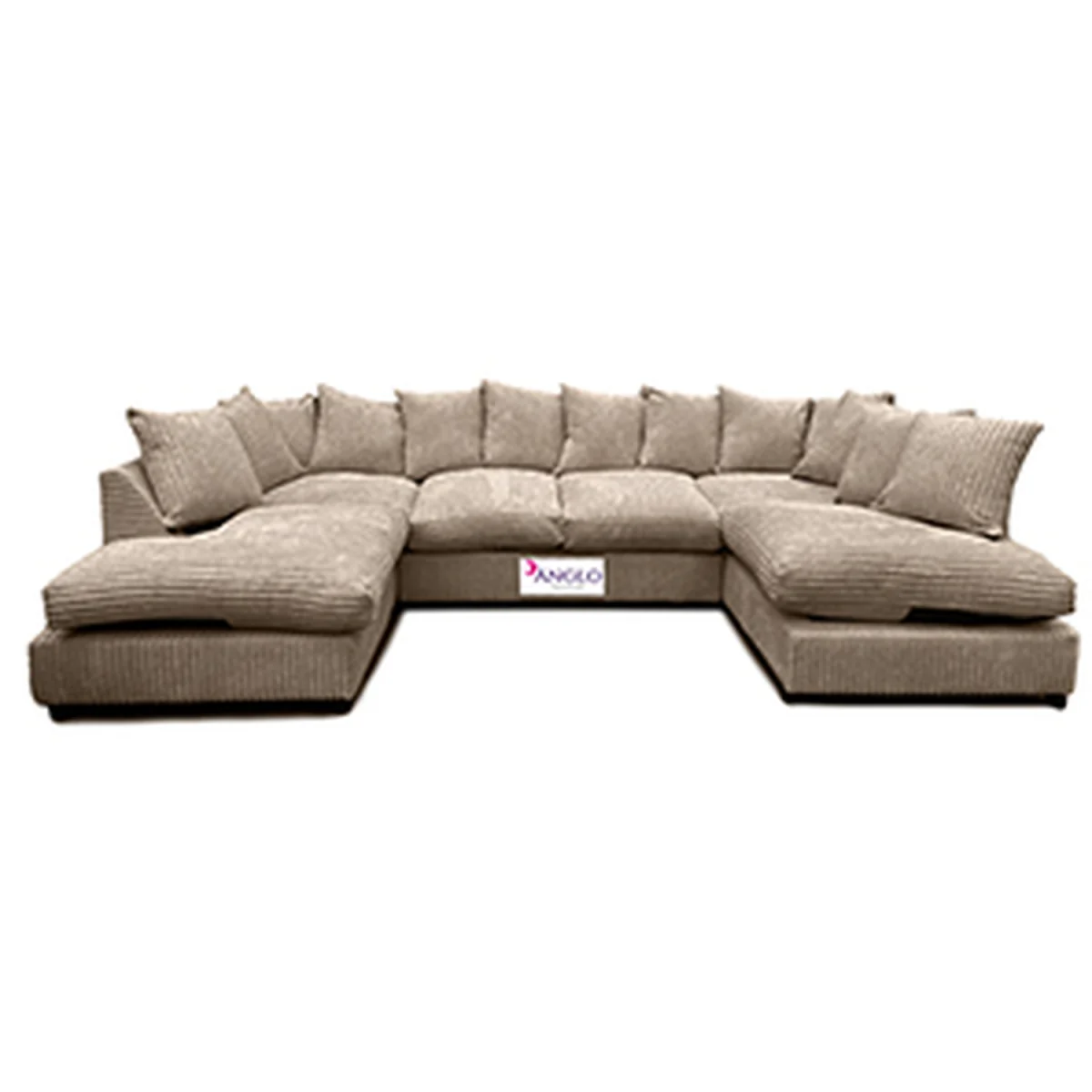 Hardwood 6 Seater U Shape Corner Sofa in Jumbo Cord - Cream – image 6