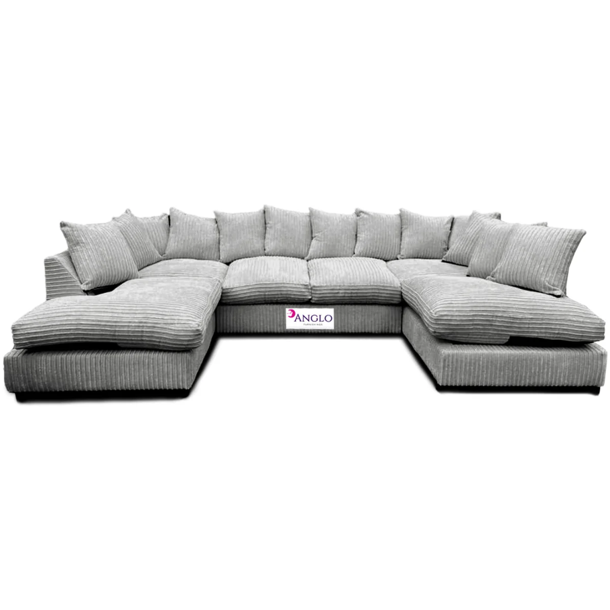 Hardwood 6 Seater U Shape Corner Sofa in Jumbo Cord - Cream – image 10