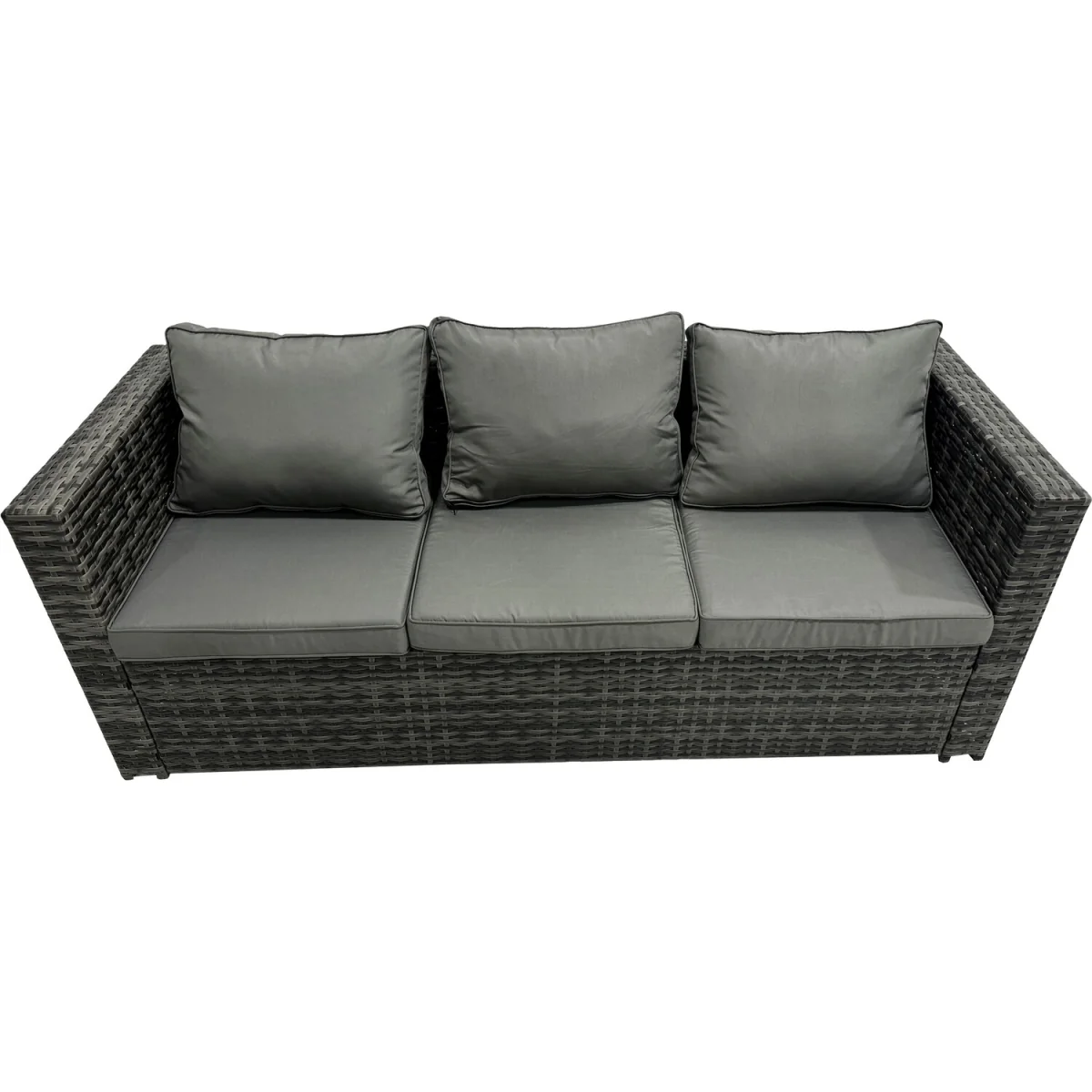 Fimous 7-Seater Adjustable Height Rattan Corner Sofa and Rising Dining Table Set Dark Grey - Dark grey mixed rattan with dark grey fabric – image 5