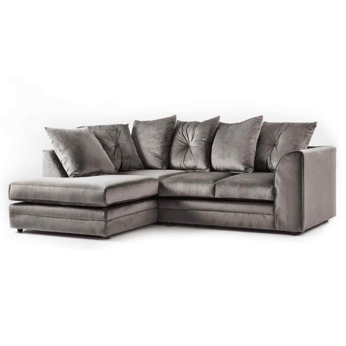 Mirana Modern Plush Velvet Corner LHF Sofa - Grey – image 2