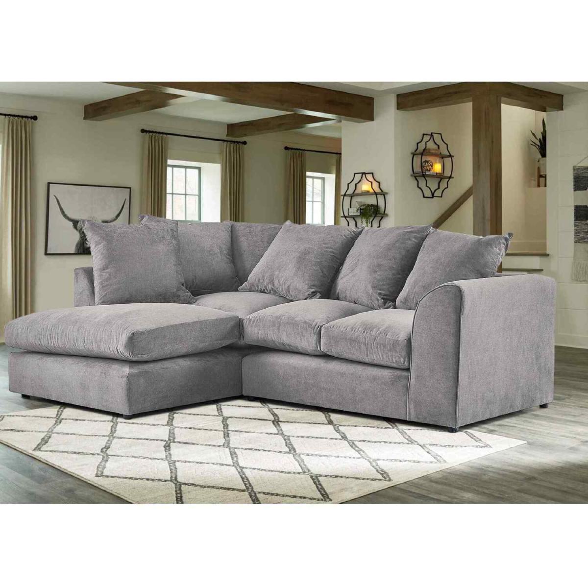 Mirana Modern Plush Velvet Corner LHF Sofa - Grey – image 3
