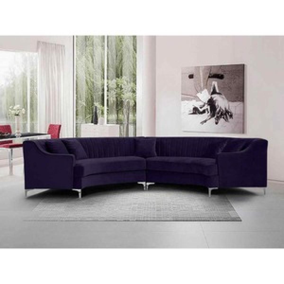 Godric Curved Corner Sofa in Velour Velvet Fabric - Peacock – image 2