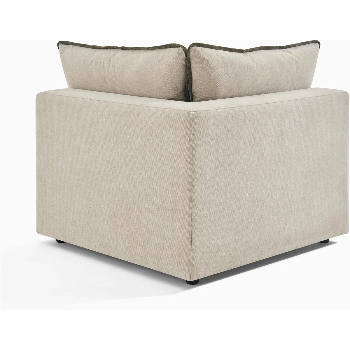 Echo Linen-Look Fabric 5 Seater U-Shaped Modular Corner Sofa - Cream & Green Trim – image 8