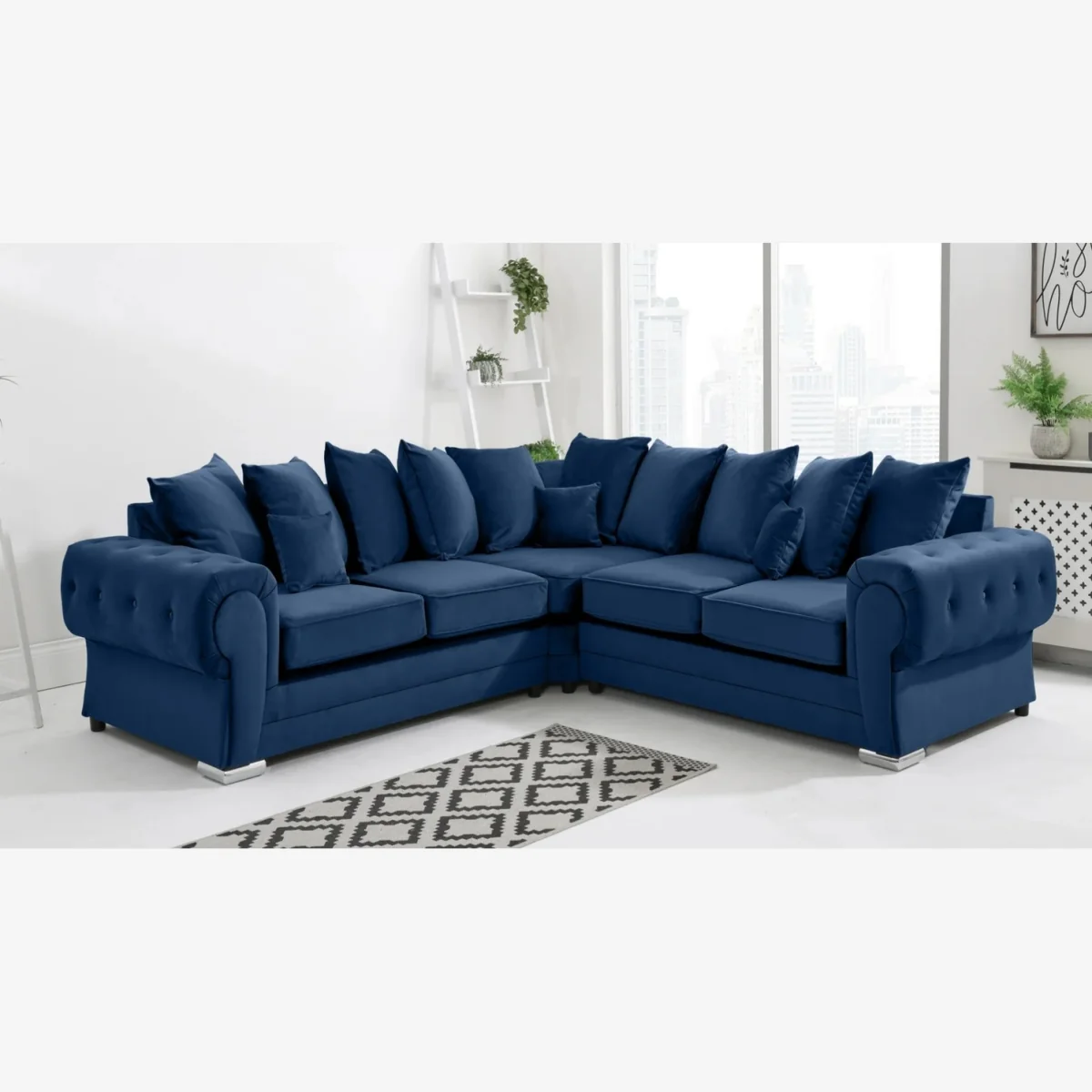 VERONA Plush Fabric 2 Corner 2 (2C2) Scatter Back Sofa