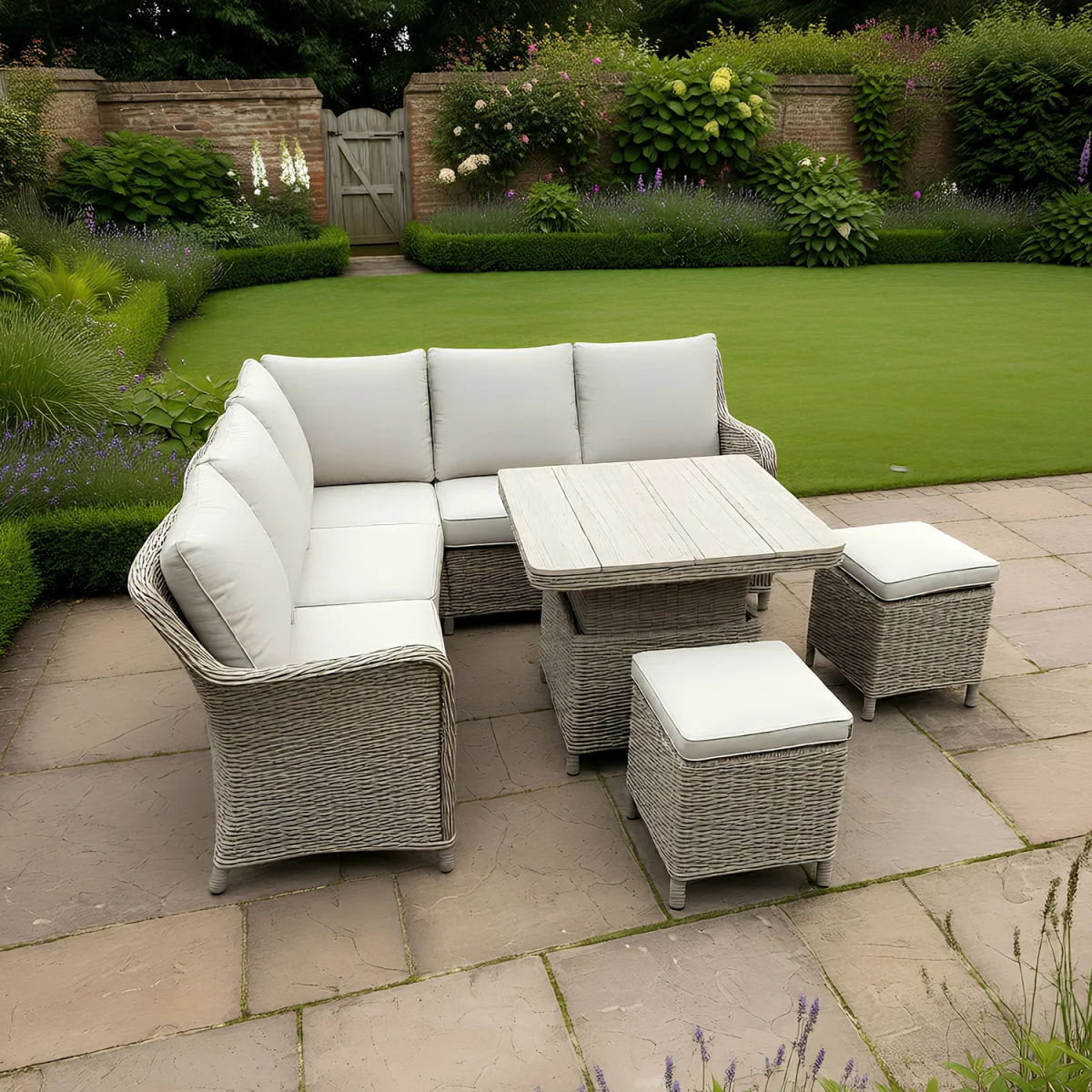 Ashford Corner Sofa Set with Square Height Adjustable Table - Beige – image 3
