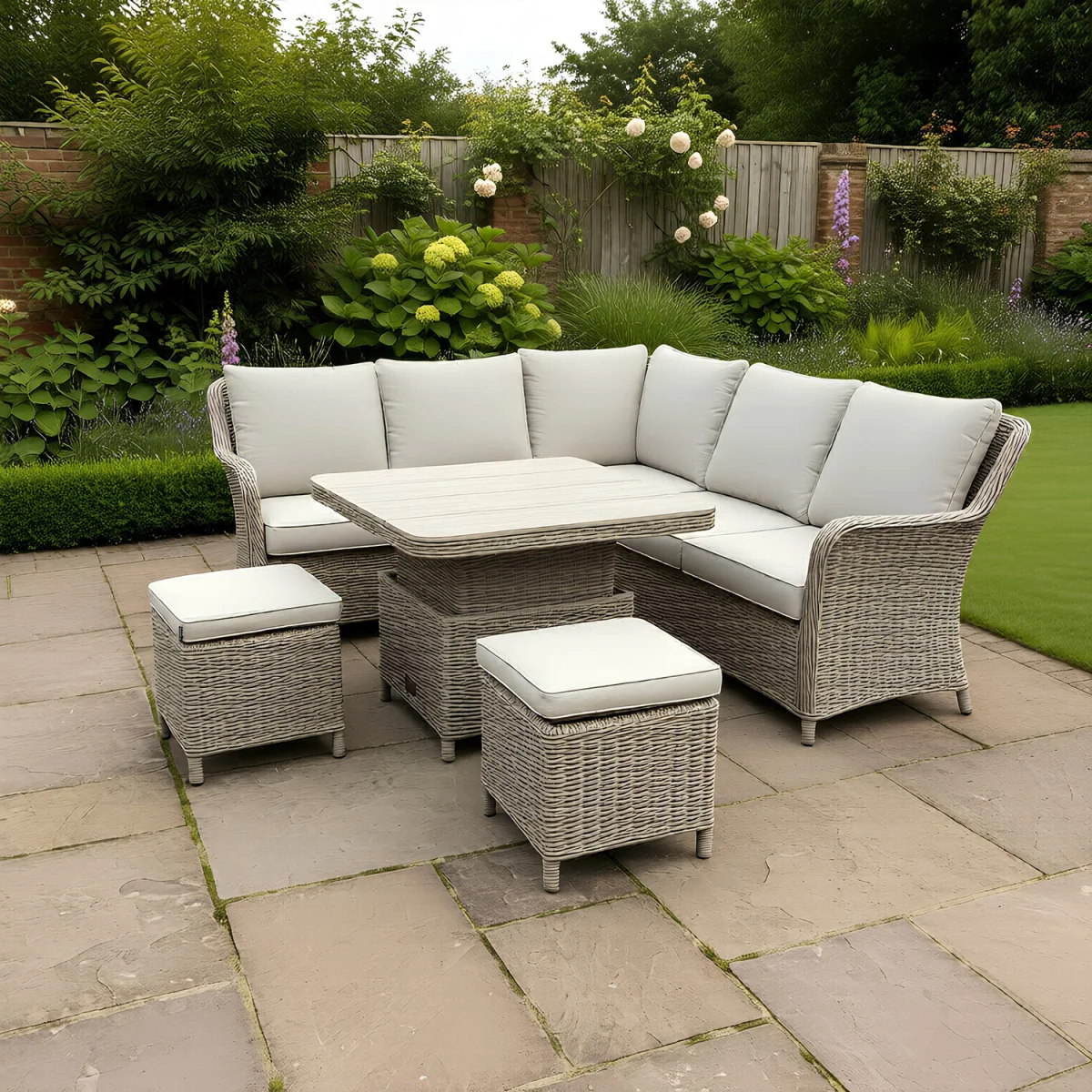 Ashford Corner Sofa Set with Square Height Adjustable Table - Beige – image 4