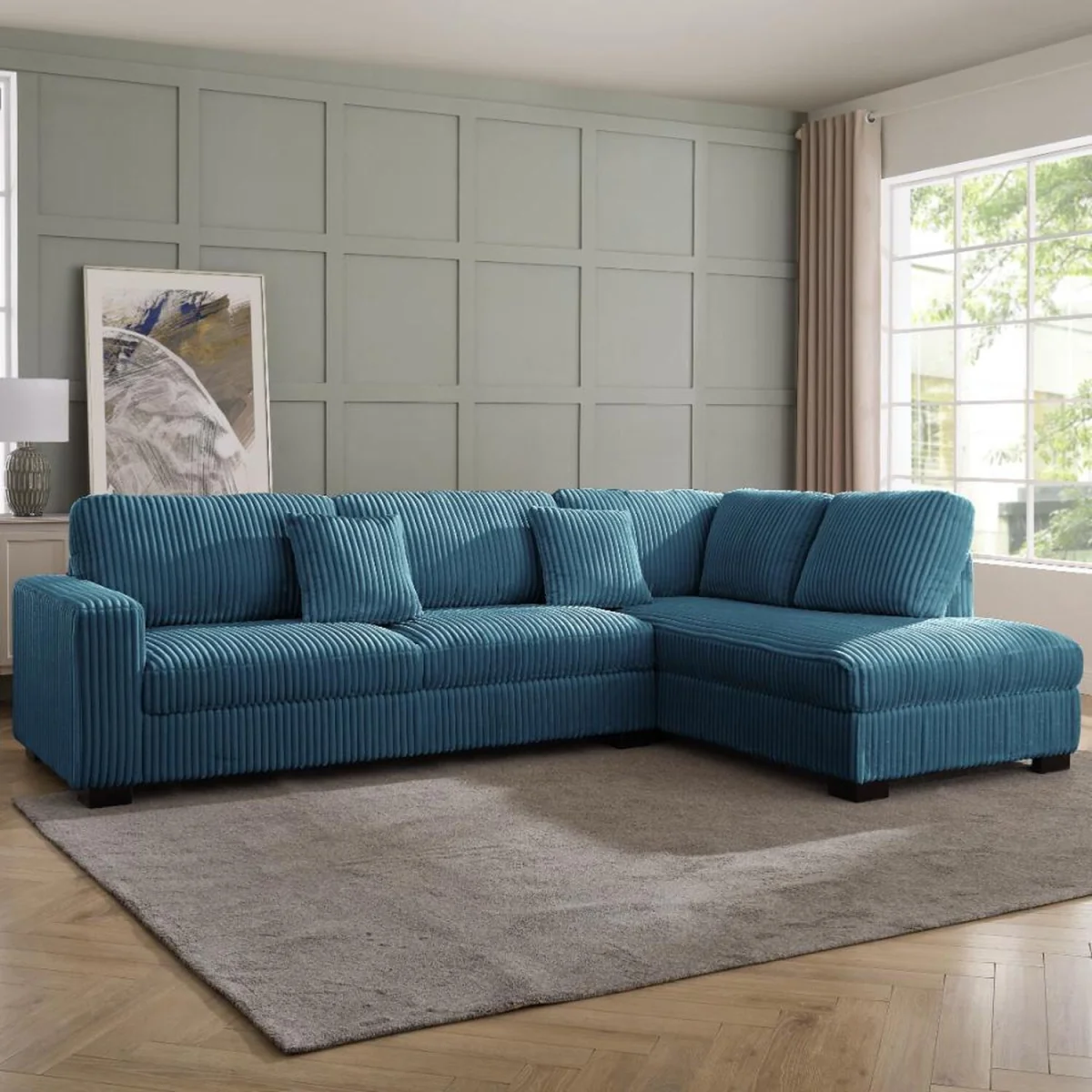 Tate Corner Sofa - Blue Teddy Jumbo Cord / Left-hand / Teddy Jumbo Cord – image 1