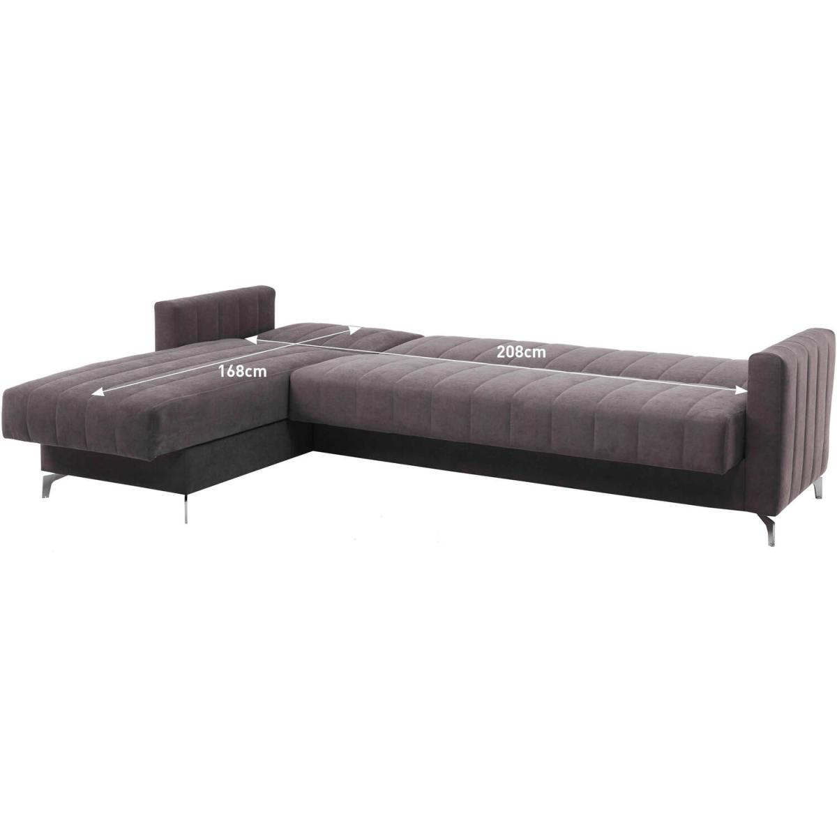 Connie Velvet Corner Sofa Bed 3 Seater with Storage - Grey – image 2
