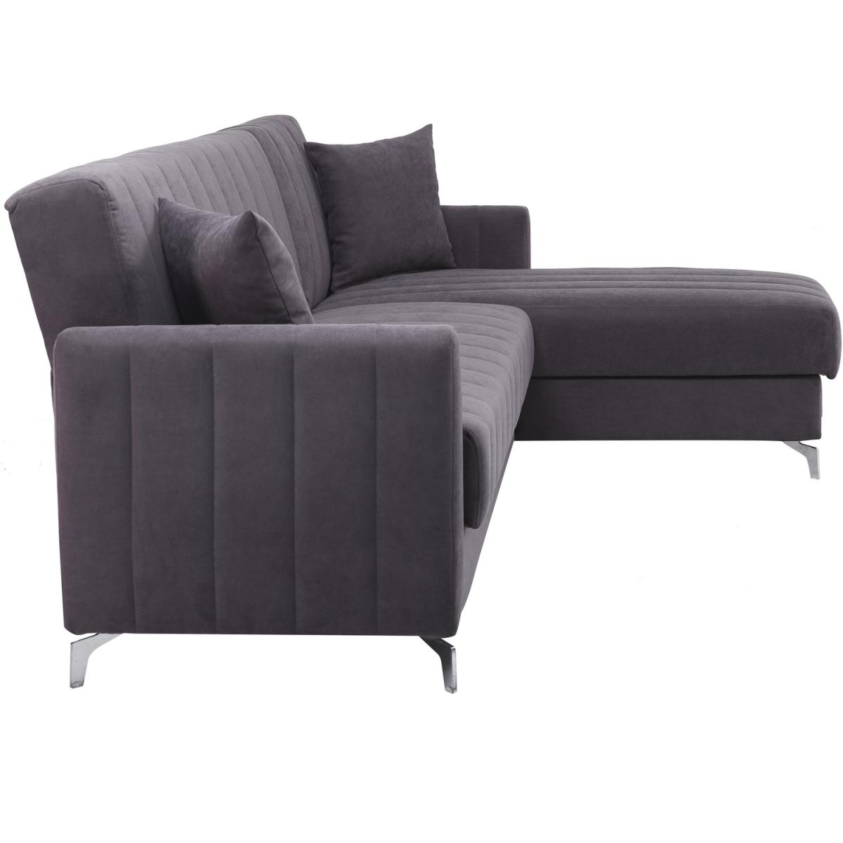 Connie Velvet Corner Sofa Bed 3 Seater with Storage - Grey – image 3