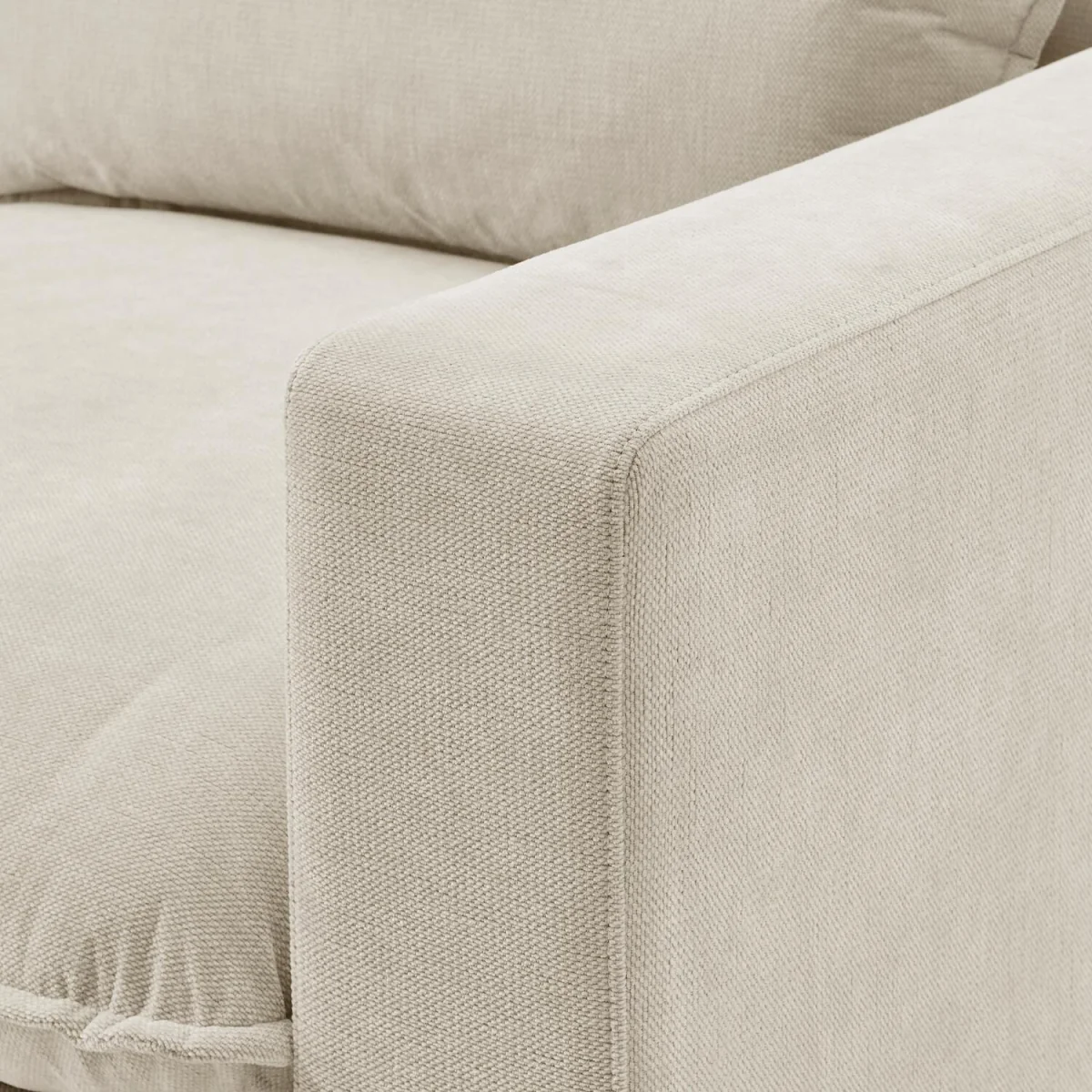 Echo Linen-Look Trim Fabric 2 Seater Modular Chaise Sofa - Cream – image 4