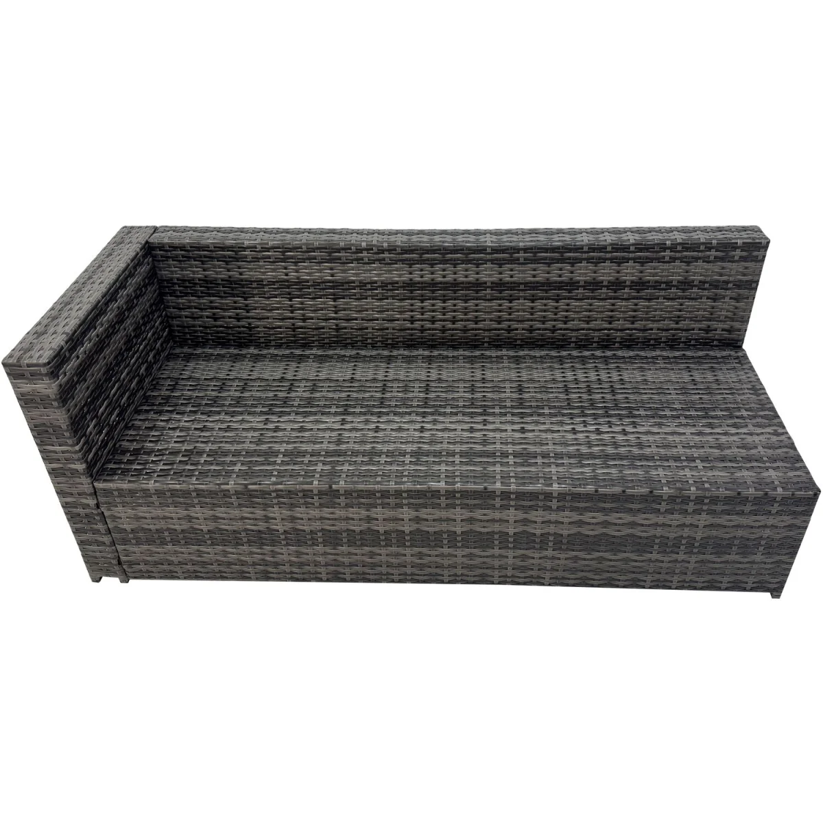 Fimous Rattan Corner Sofa with Glass Table, 2 Chairs & Footstool Dark Grey - Dark Grey Mixed – image 2