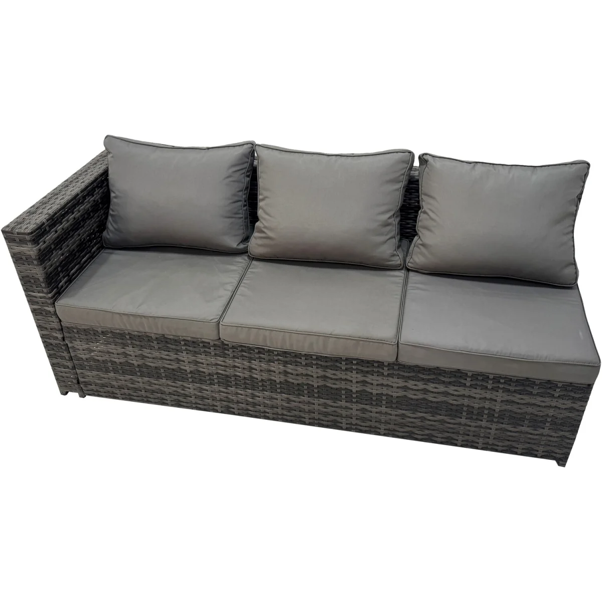 Fimous Rattan Corner Sofa with Glass Table, 2 Chairs & Footstool Dark Grey - Dark Grey Mixed – image 3