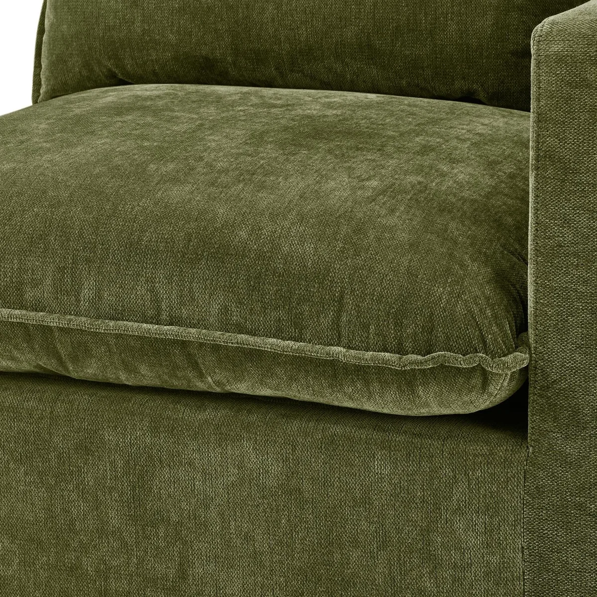 Echo Linen-Look Trim Fabric 2 Seater Modular Chaise Sofa - Green – image 3
