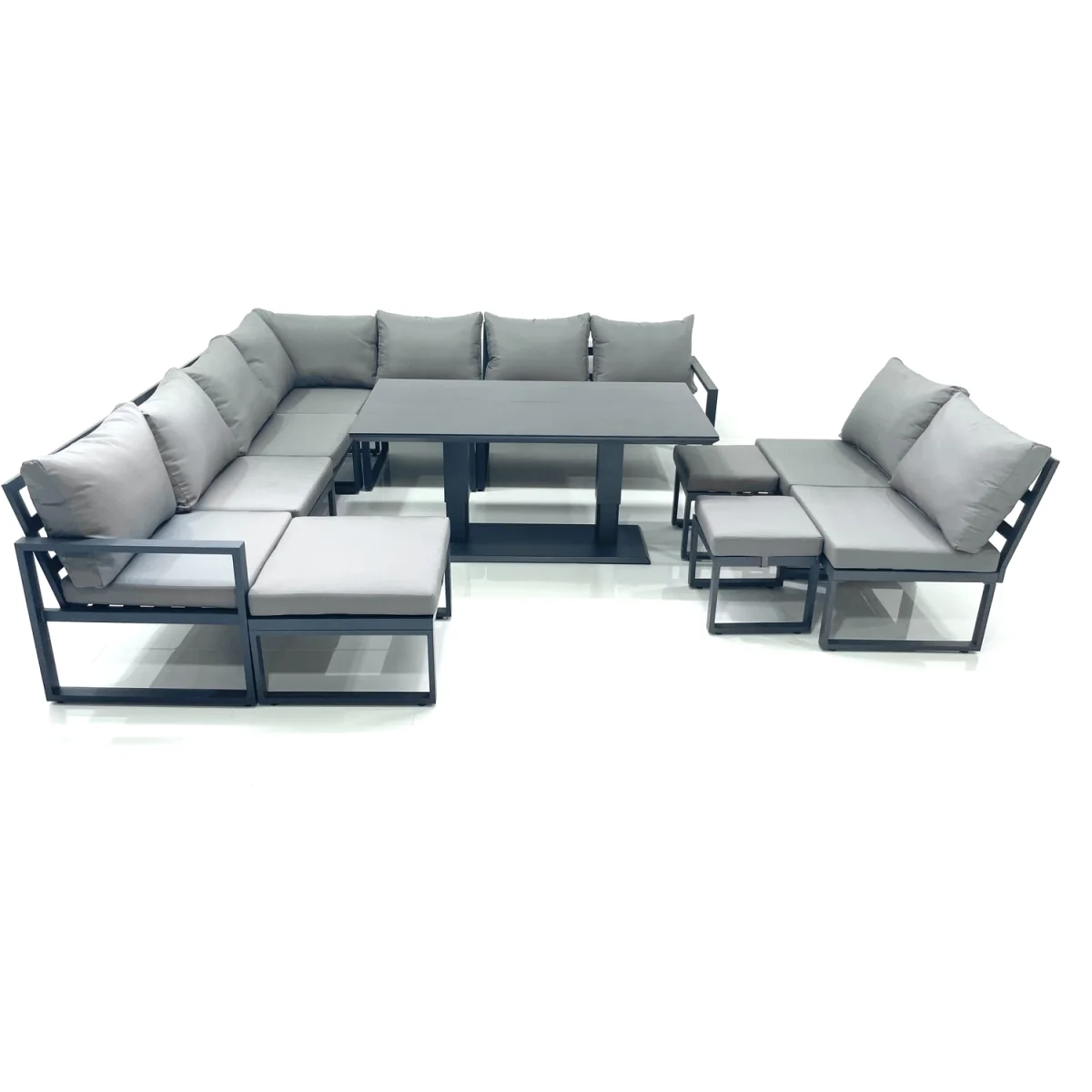 Fimous 12-Seater Aluminum Corner Sofa Set with Lifting Table Grey - Dark Grey – image 5
