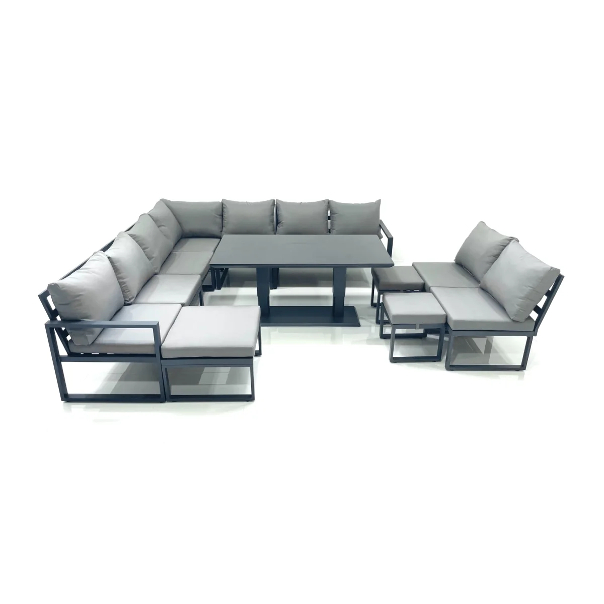 Fimous 12-Seater Aluminum Corner Sofa Set with Lifting Table Grey - Dark Grey – image 1