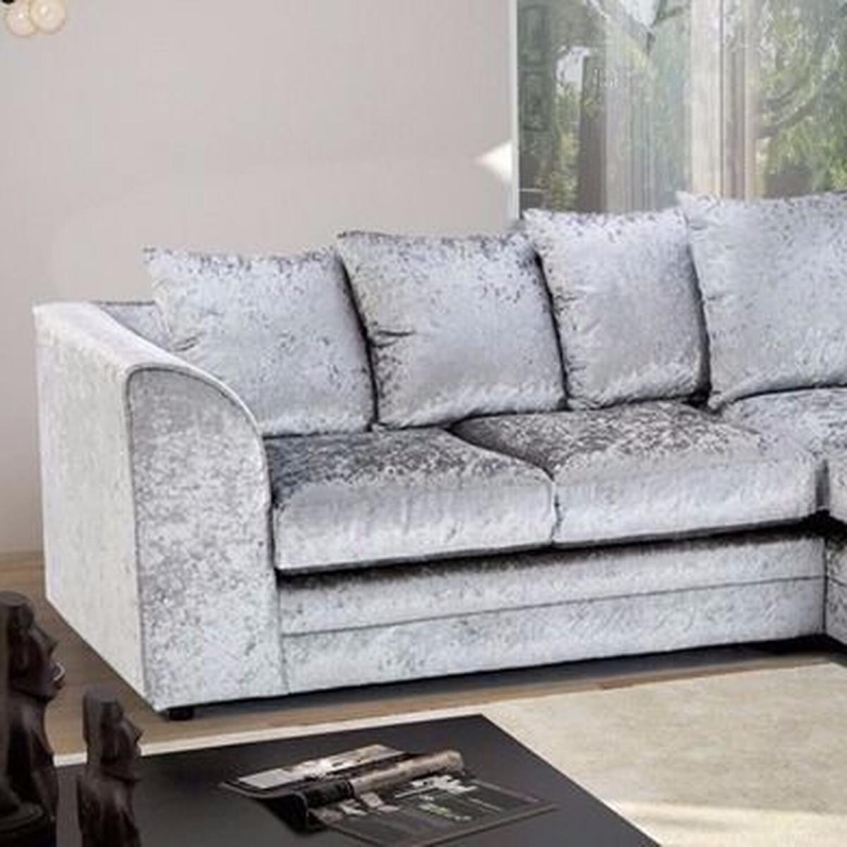 Bella Crushed velvet Right-hand Corner Sofa - Silver – image 2
