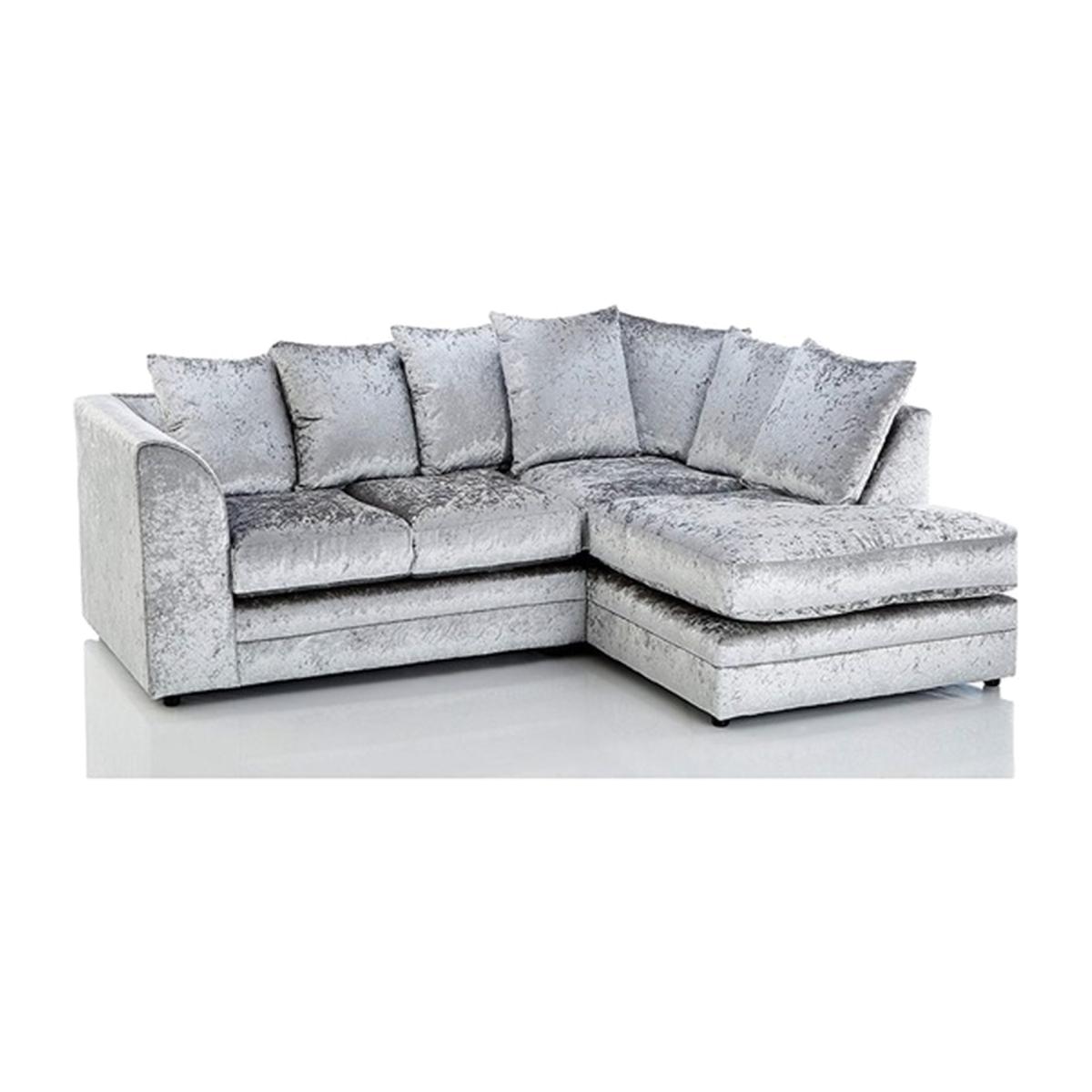 Bella Crushed velvet Right-hand Corner Sofa - Silver – image 1