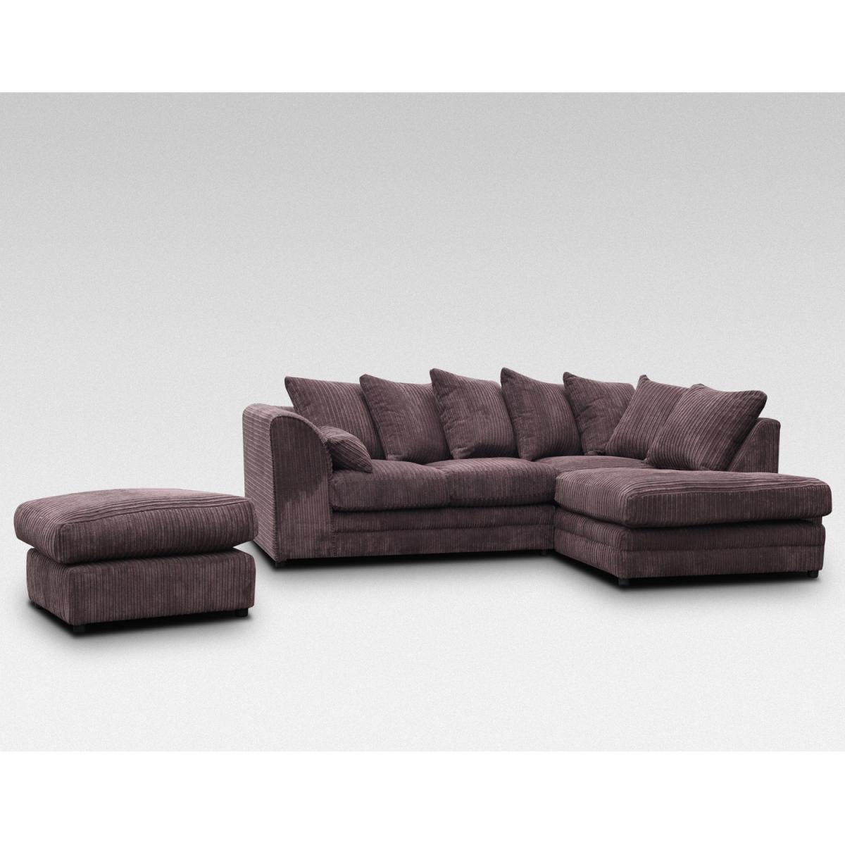 Hanna Jumbo Cord Corner Sofa With Footstool - Chocolate / Left-hand – image 2