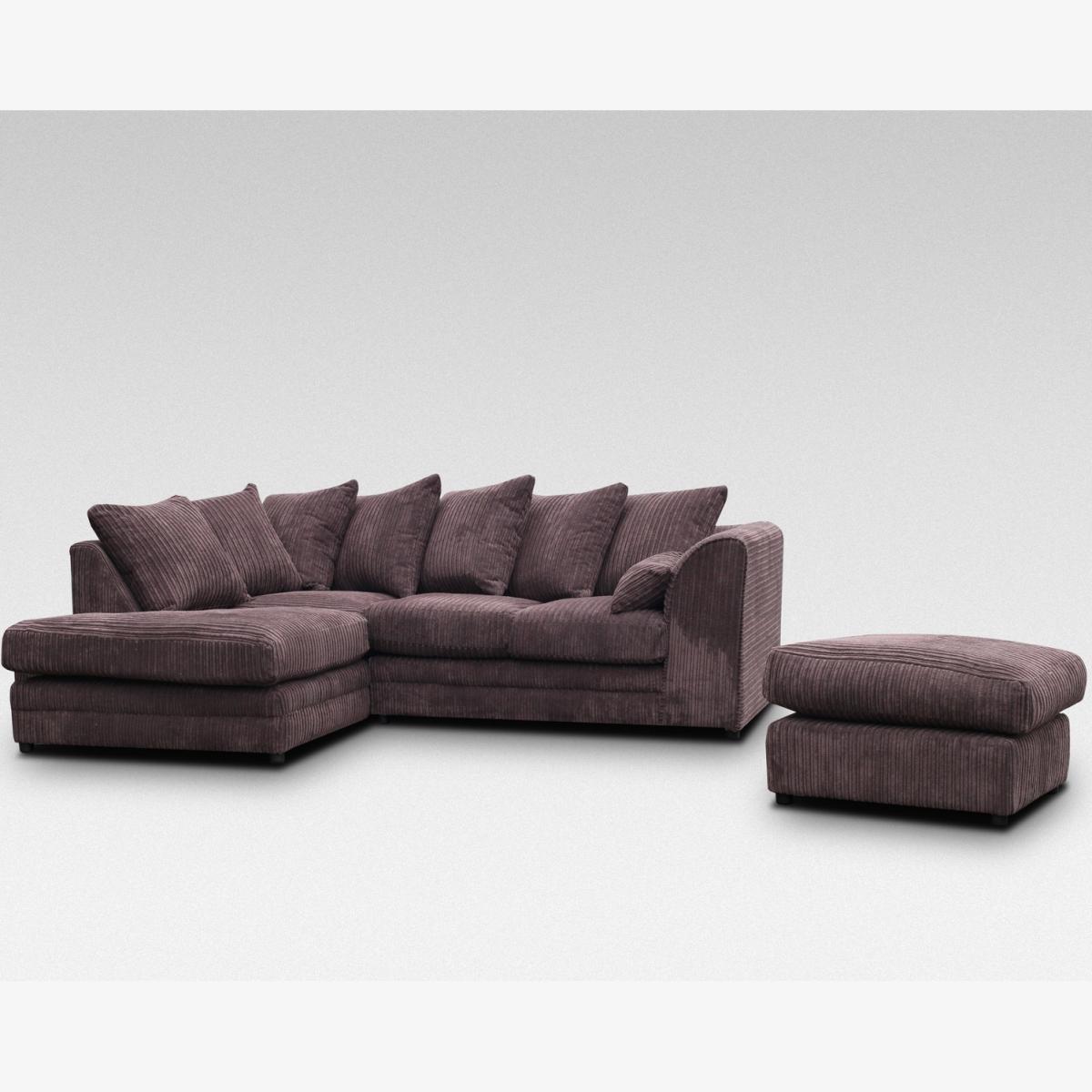 Hanna Jumbo Cord Corner Sofa With Footstool - Chocolate / Left-hand – image 1