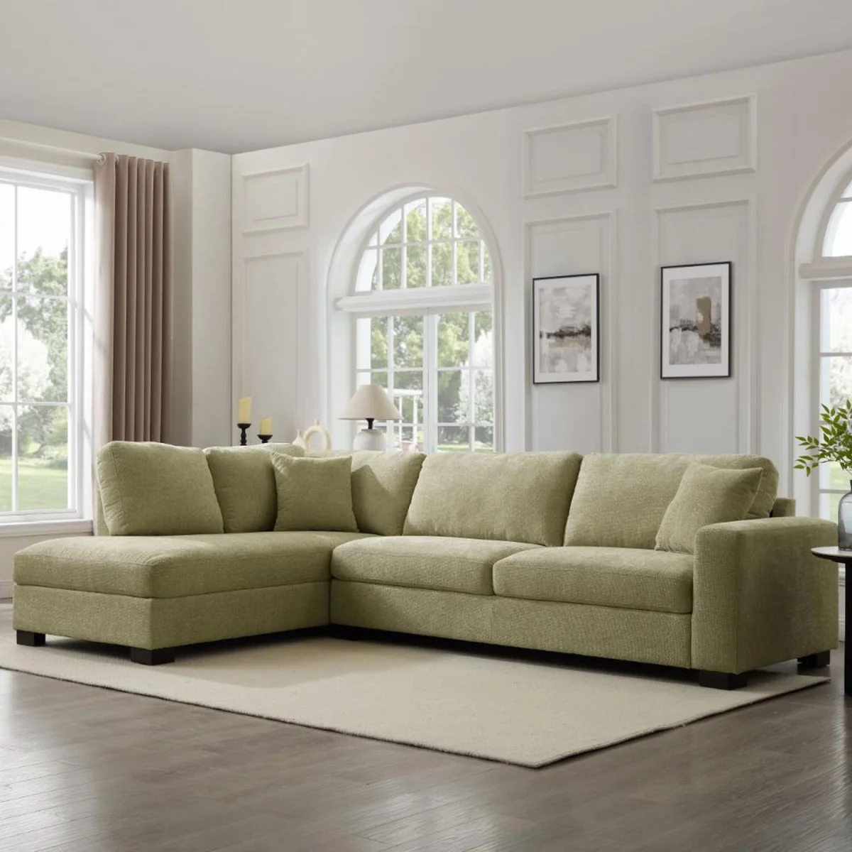 Tate Corner Sofa - Sage Green Chenille / Left-hand
