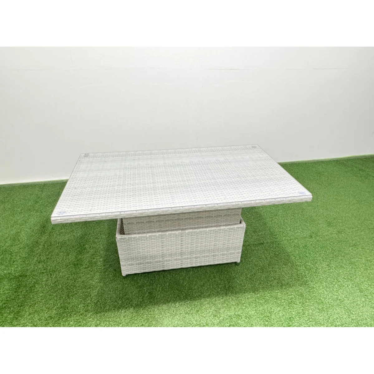 Fimous 8-Seat Rattan Corner Sofa Set with Adjustable Lift Table and 2 Armchairs Light Grey - Light Grey – image 4