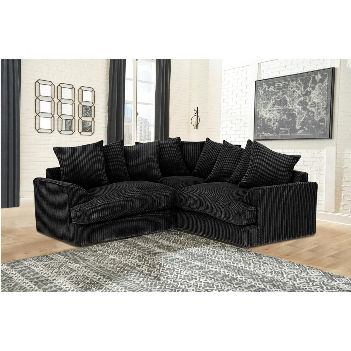 Florexa Modern Jumbo Cord Corner Sofa - Black – image 2