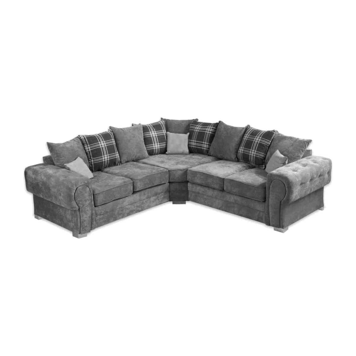 Hampton 5 Seater Fabric Corner Scatter Back Sofa - Grey