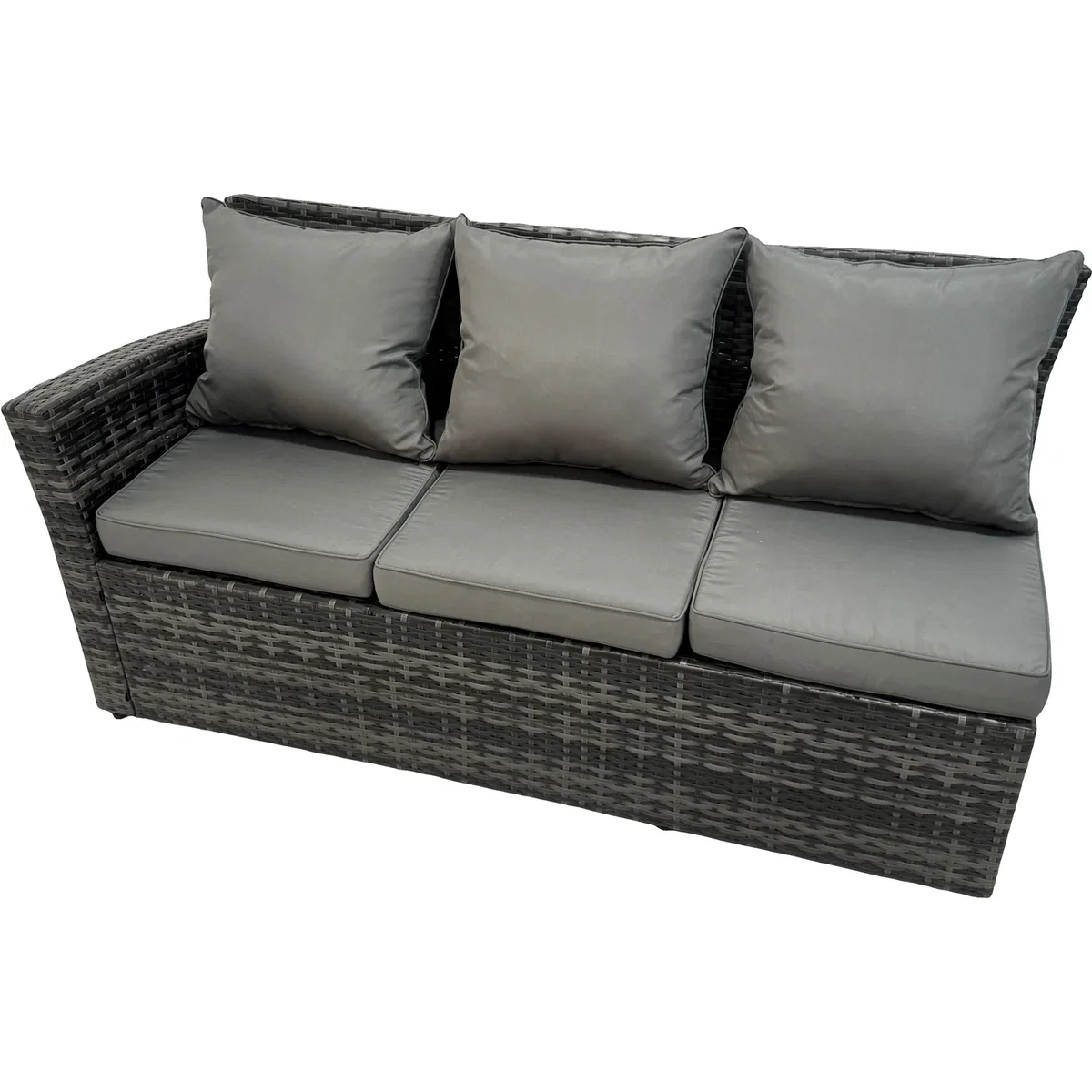 Fimous 7-Piece Rattan Corner Sofa Set with Gas Fire Pit Dark Grey - Dark grey mixed – image 4