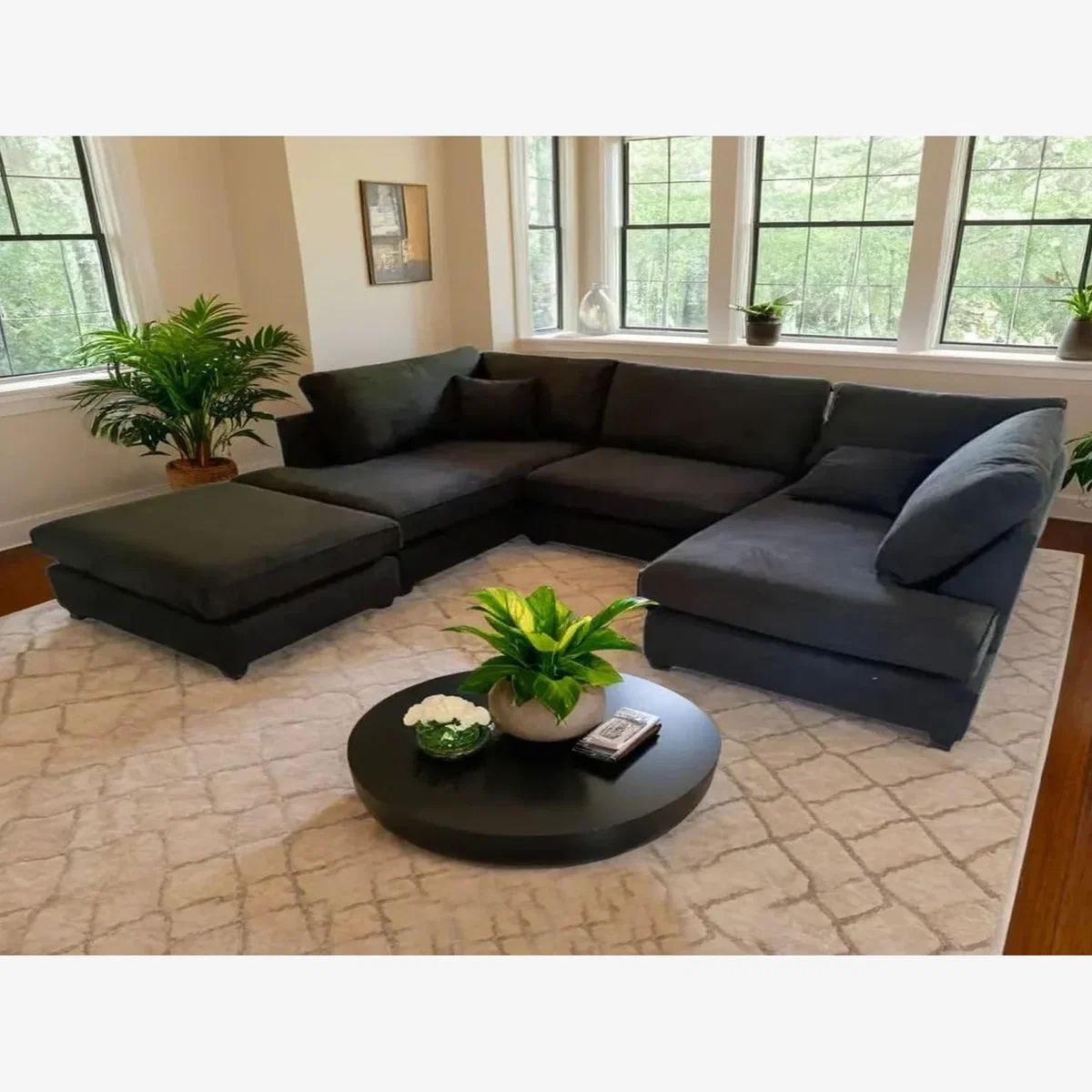 Cinema U Shape in Chenille Fabric Corner sofa