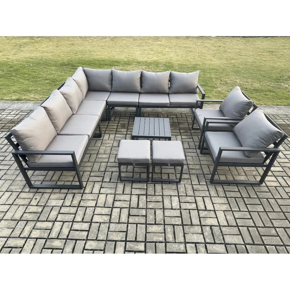 Fimous 11-Seater Aluminium Corner Sofa Set Dark Grey - Dark Grey – image 3
