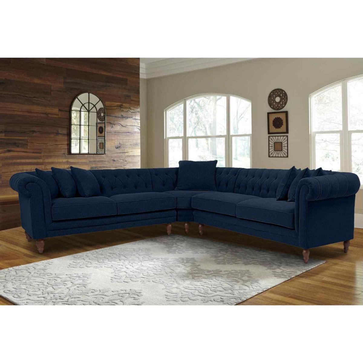 Elliot Chesterfield Corner Sofa in Velvet Fabric - Silver – image 12