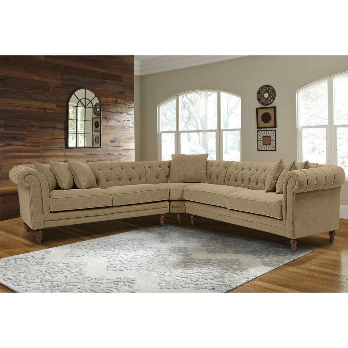 Elliot Chesterfield Corner Sofa in Velvet Fabric - Silver – image 13