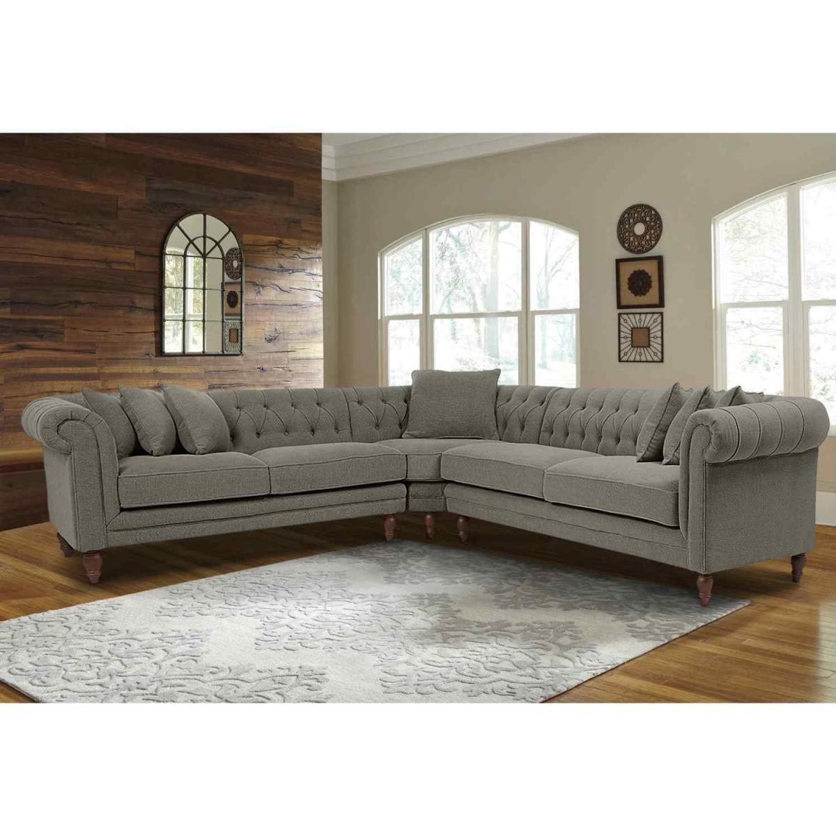 Elliot Chesterfield Corner Sofa in Velvet Fabric - Silver – image 14